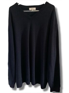 Turnbury Extra Fine Merino Wool V Neck Sweater Navy Size XXL